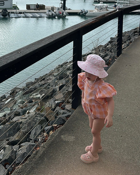 MINNIE ROMPER | PEACH (Size 1-2 years)