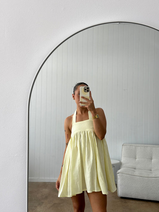 LILAH MINI DRESS | LEMON