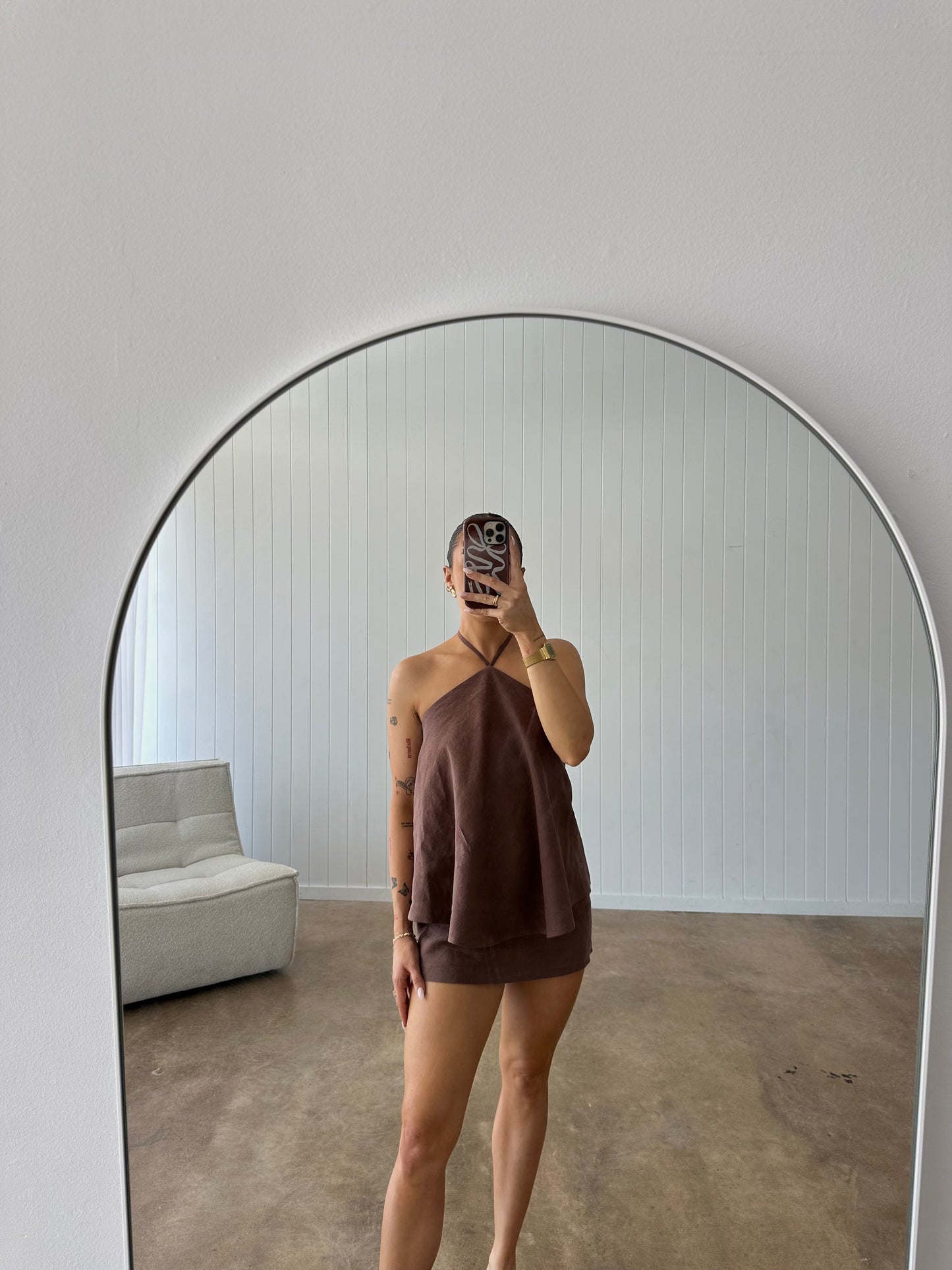 BILLIE HALTER TOP | CHOCOLATE