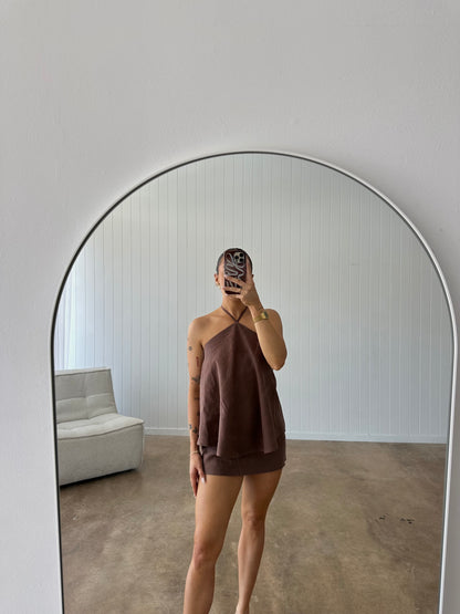 BILLIE HALTER TOP | CHOCOLATE