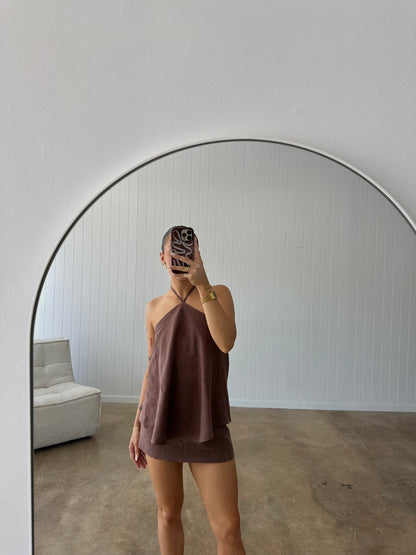 BILLIE HALTER TOP | CHOCOLATE